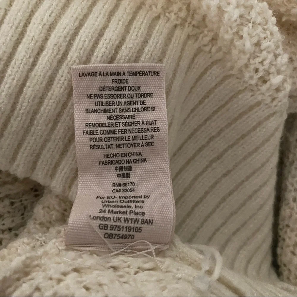 Free People By Your Side Sweater Ivory Cream Cowl Neck Oversized Nubby Sz Small